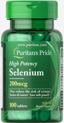 Селен, Selenium, Puritan's Pride, 200 мкг, 100 таблеток