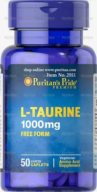 Таурін, L-Taurine, Puritan's Pride, 1000 мг, 50 капсул