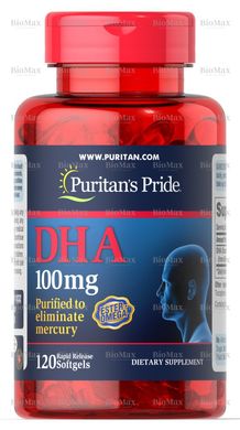 Риб'ячий жир, Омега 3, DHA, Puritan's Pride, 100 мг, 120 гелевих капсул