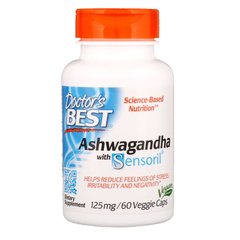 Ашваганда, Best Ashvagandha, Doctor's Best, 125 мг, 60 капсул