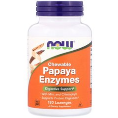 Пищеварительные ферменты папайи, Papaya Enzymes, Now Foods, 180 леденцов