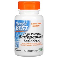 Серрапептаза, Serrapeptase, Doctor's Best, 120000 SPUs, 90 капсул