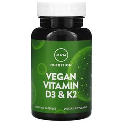 Вітаміни Д3 і К2 для веганів, D3 и K2, MRM, 2500 МО, MRM, 60 рослинних капсул