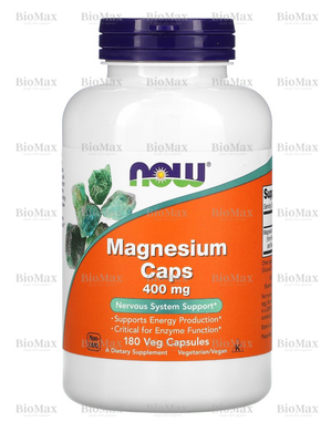 Магний Комплекс, Magnesium Caps, Now Foods, 400 мг, 180 вегетарианских капсул