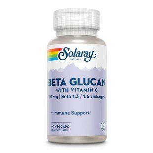 Бета-глюкан з вітаміном C, Beta Glucan with Vitamin C, Solaray, 10 мг, 60 вегетаріанських капсул