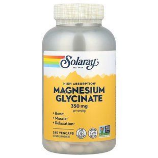 Магній гліцинат, Magnesium Glycinate, Solaray, висока абсорбція, 350 мг, 240 вегетаріанських капсул