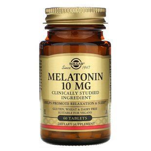 Мелатонин, Melatonin, Solgar, 10 мг, 60 таблеток