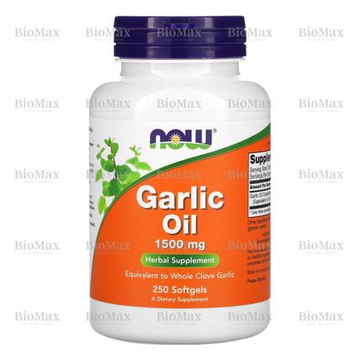 Часникова олія, Garlic Oil, Now Foods, 1500 мг 250 капсул