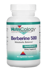 Берберин, Berberine 500, Nutricology, 90 вегетарианских капсул