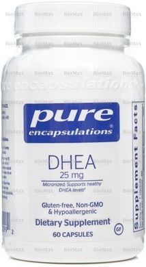 Дегідроепіандростерон, DHEA, Pure Encapsulations, 25 мг, 60 капсул