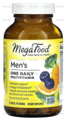 Мультивитамины для мужчин, Men's One Daily, Mega Food, 90 таблеток