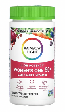 Мультивитамины для женщин 50+, Women's One 50+, Rainbow Light, ежедневные, 120 вегетарианских таблеток