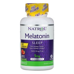 Мелатонин быстрорастворимый, Melatonin Fast Dissolve, Natrol, вкус клубники, 5 мг, 150 таблеток