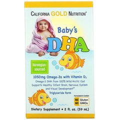 Омега-3 с витамином Д3, ДГК для детей, California Gold Nutrition, 1050 мг, 50 мл