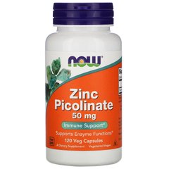 Пиколинат цинка, Zinc Picolinate, Now Foods, 50 мг, 120 растительных капсул