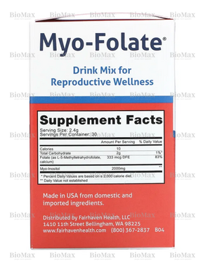 Міо-фолат для фертильності, Myo-Folate, Fairhaven Health, без ароматизаторів, 30 пакетів по 2,4 г