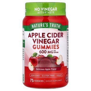 Яблучний оцет, Apple Cider Vinegar, Nature's Truth, смак яблука, 600 мг, 75 веганських жувальних цукерок (200 мг в одній жувальній цукерці)