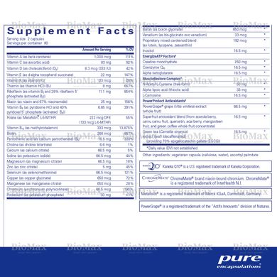 Мультивитаминно-минеральный комплекс для тренировок, Athletic Nutrients, Pure Encapsulations, 180 капсул