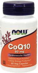Коэнзим Q10, CoQ10, Now Foods, 60 мг, 60 вегетарианских капсул