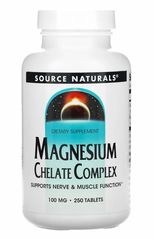 Магний хелат, Magnesium Chelate, Source Naturals, 100 мг, 250 таблеток