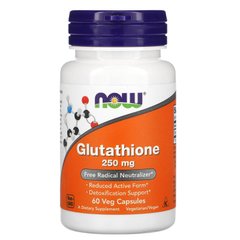 Глутатіон, Glutathione, Now Foods, 250 мг, 60 вегетарианских капсул
