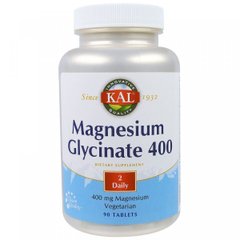 Магній гліцинат, Magnesium Glycinate, KAL, 400 мг, 90 таблеток