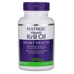 Масло криля, Odorless Krill Oil, Natrol, 1000 мг 30 капсул