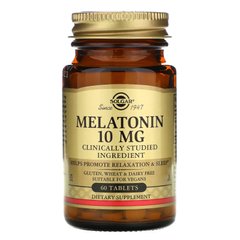 Мелатонін, Melatonin, Solgar, 10 мг, 60 таблеток
