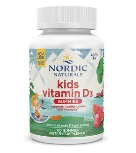 Витамин D3 для детей, Kids Vitamin D3, Nordic Naturals, со вкусом арбуза, 400 МЕ, 60 жевательных конфет