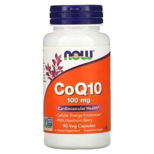 Коензим Q10 (CoQ10), Now Foods, з ягодами глоду, 100 мг, 90 капсул