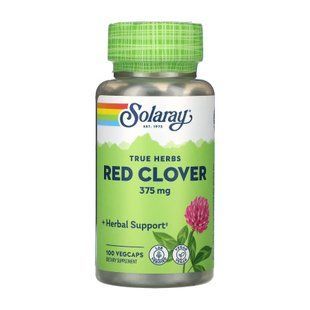 Красный клевер, Red Clover, Solaray, True Herbs, 375 мг, 100 вегетарианских капсул