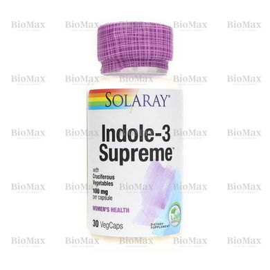 Індол-3-карбінол, Indole-3-Carbinol, Solaray, 100 мг, 30 вегетаріанських капсул