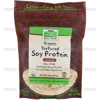 Органічний структурований соєвий білок, в гранулах, Organic Textured Soy Protein, Now Foods, 8 унцій (227 гр)