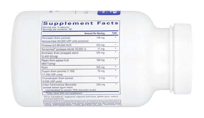 Ферменты для суставов, тканей и мышц, Systemic Enzyme Complex, Pure Encapsulations, комплекс, 180 капсул