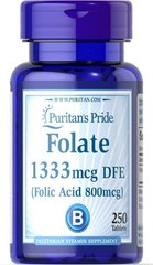 Фолиевая кислота, Folic Acid, Puritan's Pride, 800 мкг, 250 таблеток