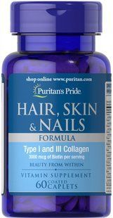 Формула для волосся, шкіри, нігтів, Hair Skin Nails Formula, Puritan's Pride, 60 каплет