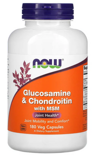 Для суставів та связок, Glucosamine & Chondroitin & MSM, Now Foods, 180 капсул