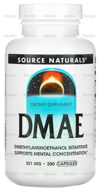 Диметиламіноетанол (DMAE), Source Naturals, 351 мг, 200 капсул