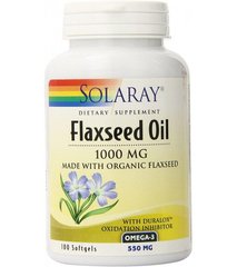 Льняное масло, Flaxseed Oil, Solaray, 1000 мг, 100 капсул