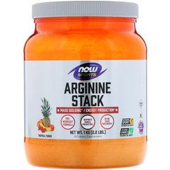 Аргининовый супер порошок для спортсменов, тропический пунш, Arginine Stack Tropical Punch, Now Foods, 1 кг