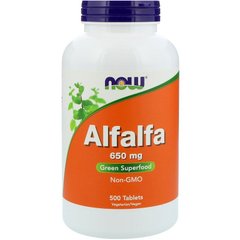 Люцерна, Alfalfa, Now Foods, 650 мг, 500 таблеток