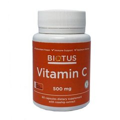 Витамин С, Vitamin C, Biotus, 500 мг, 60 капсул (Украина)