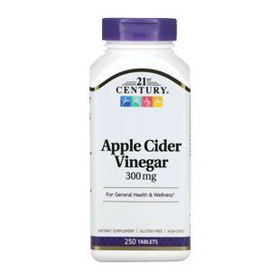 Яблучний оцет, Apple Cider Vinegar, 21st Century, 300 мг, 250 таблеток