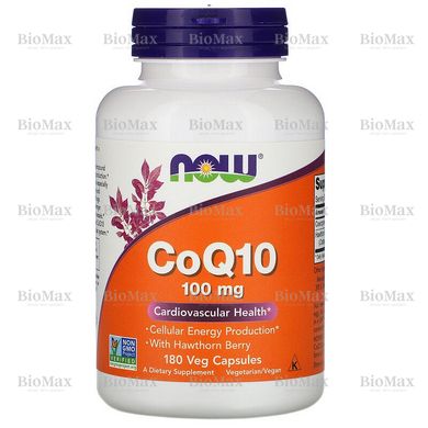 Коензим Q10, CoQ10, Now Foods, 100 мг 180 капсул