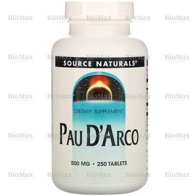 По д'арко, кора мурашиного дерева, Pau D'Arco, Source Naturals, 500 мг, 250 таблеток
