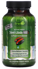 Підвищення рівня тестостерону, Steel Libido Max 3 + Peak Testosterone, Irwin Naturals, 75 капсул