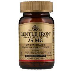 Мягкое железо, Gentle Iron, Solgar, 25 мг, 90 капсул