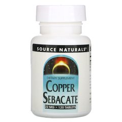 Мідь, Copper Sebacate, Source Naturals, 3 мг, 120 таблеток