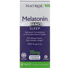 Мелатонін, Melatonin, Natrol, 10 мг, 60 таблеток