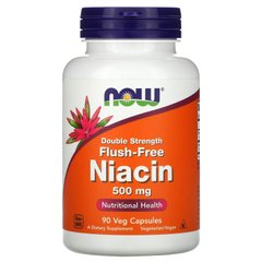 Ниацин, Витамин В3, Flush Free Niacin, Now Foods, 500 мг, 90 капсул
